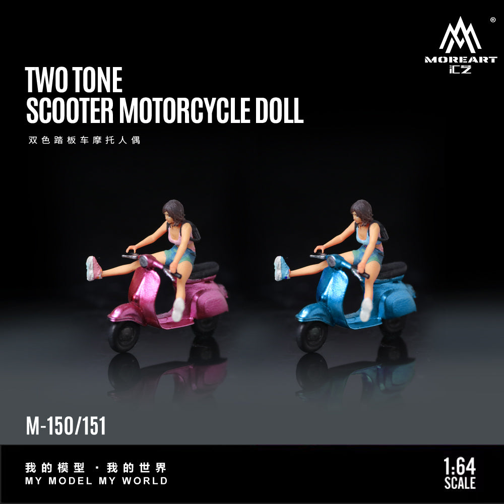 MoreArt 1:64 TWO TONE SCOOTER MOTORCYCLE DOLL (2 Colours)
