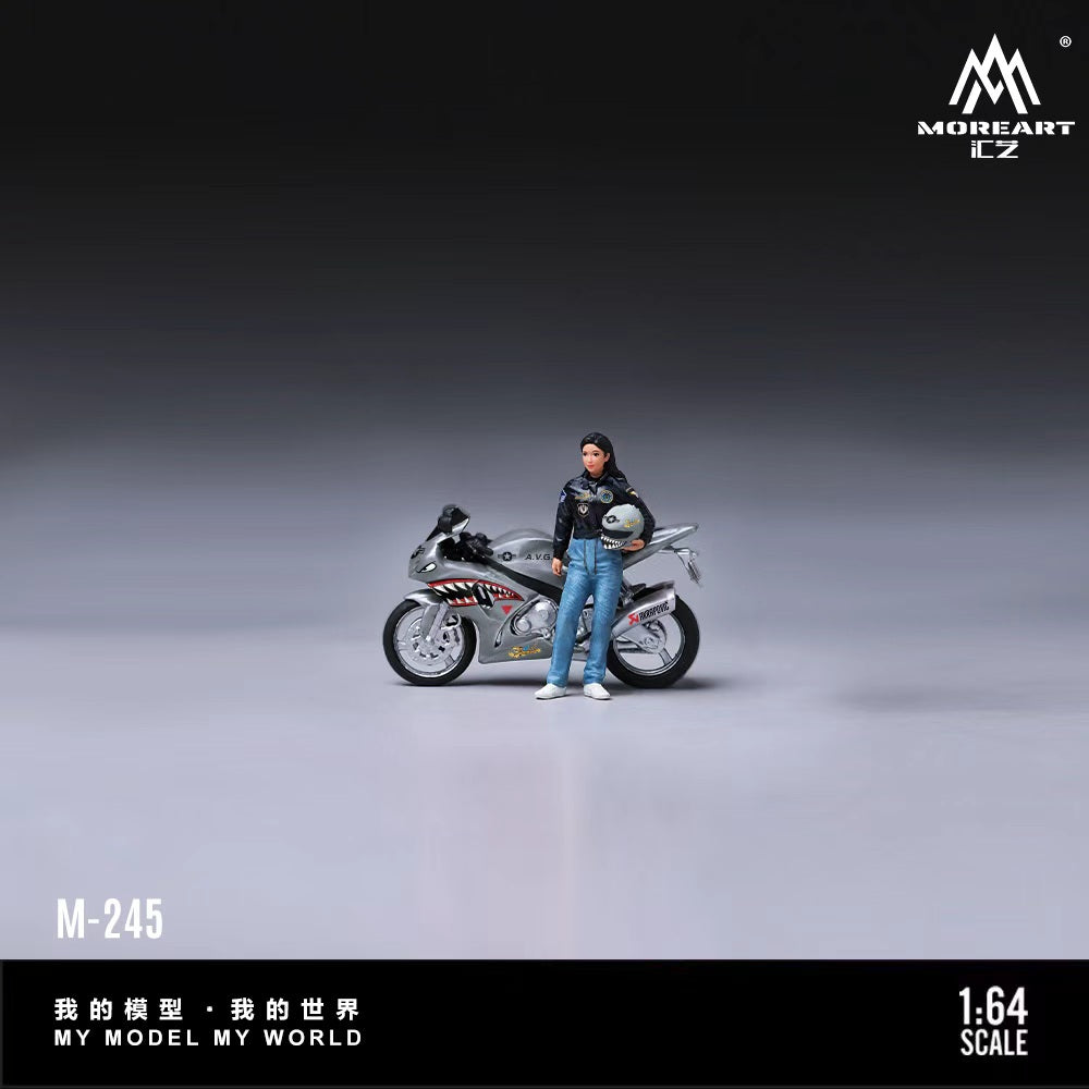 [Preorder] MoreArt 1:64 Shark Mouth Painted Leather Female Rider MO222245