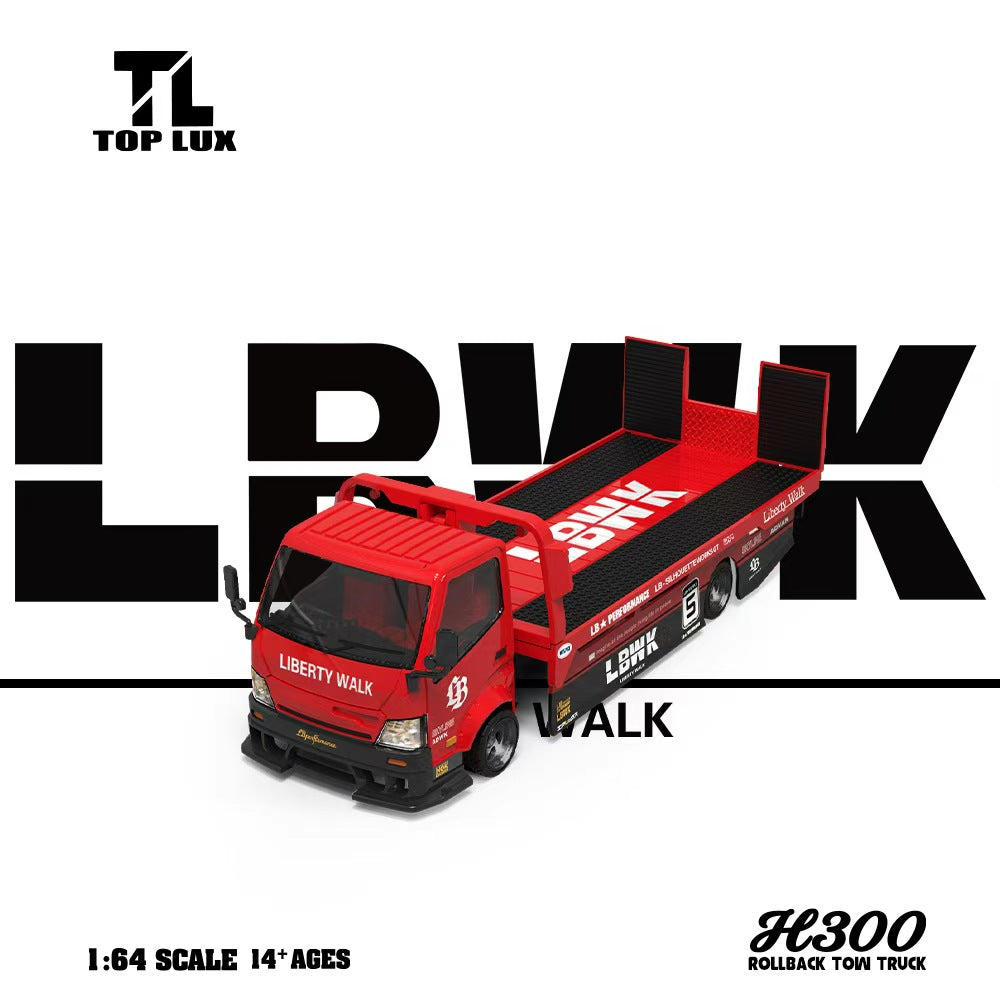 [Preorder] TOP LUX 1:64 Flatbed Transport Trailer H300 Red & Black TL647246