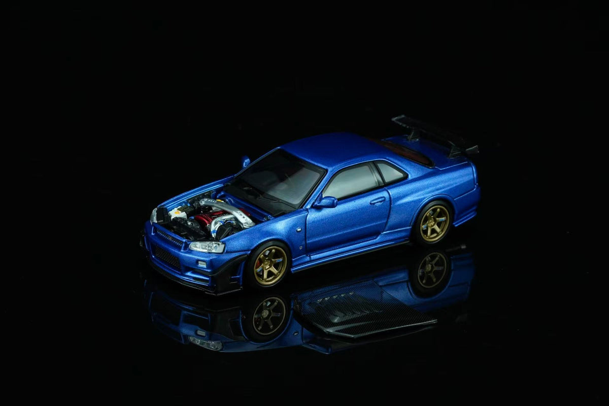 [Preorder] MOTORHELIX 1:64 Nissan Skyline GT-R (R34) Customized (2 Colours) M63475/M63476