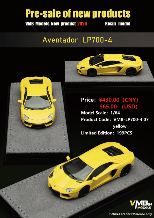 [Preorder] VMB 1:64 Lamborghini Aventador LP700-4 Yellow VMB-LP700-4 07