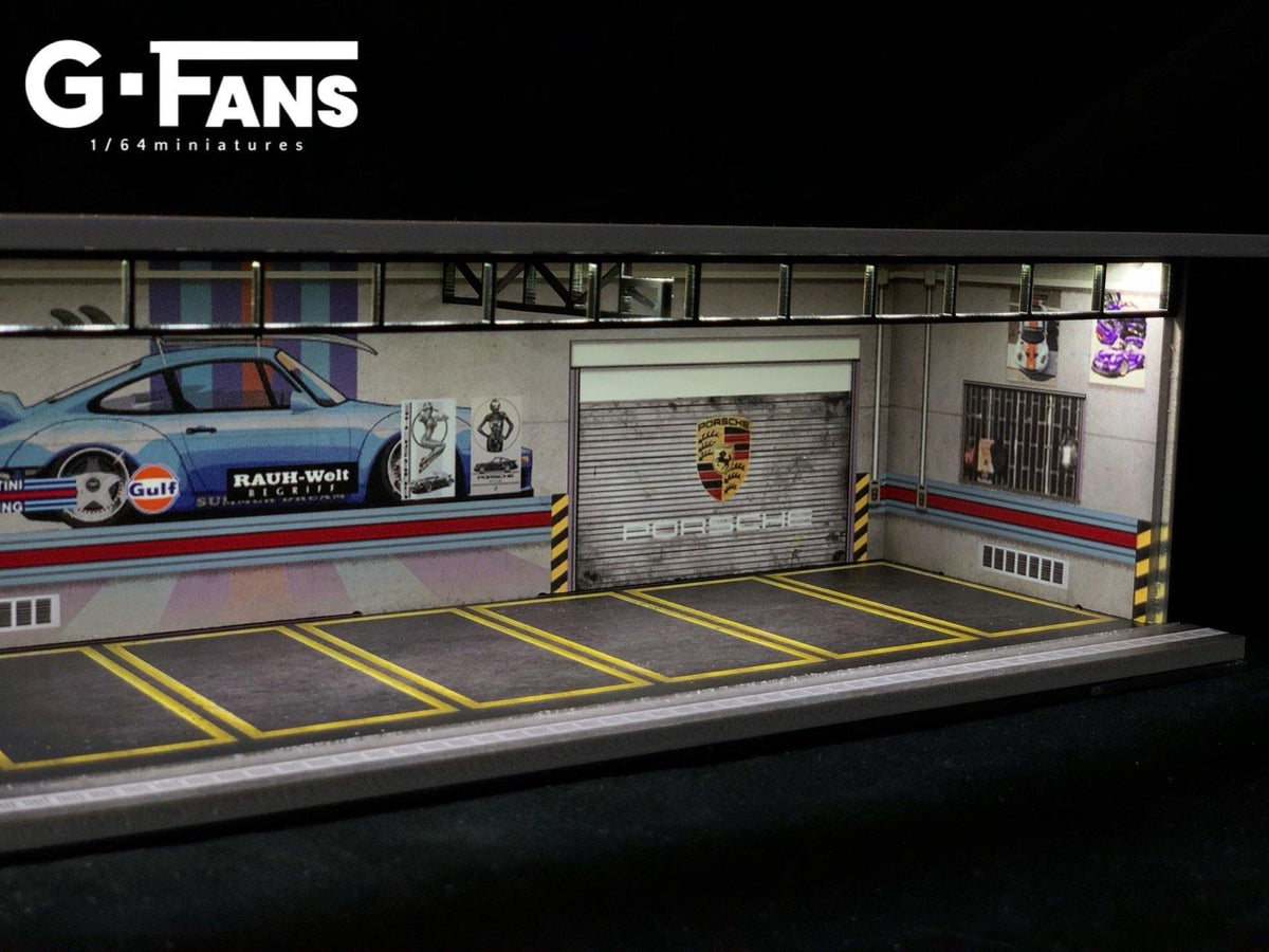 G.Fans 1:64 Garage Diorama with LED (Porsche RWB Theme) 710007