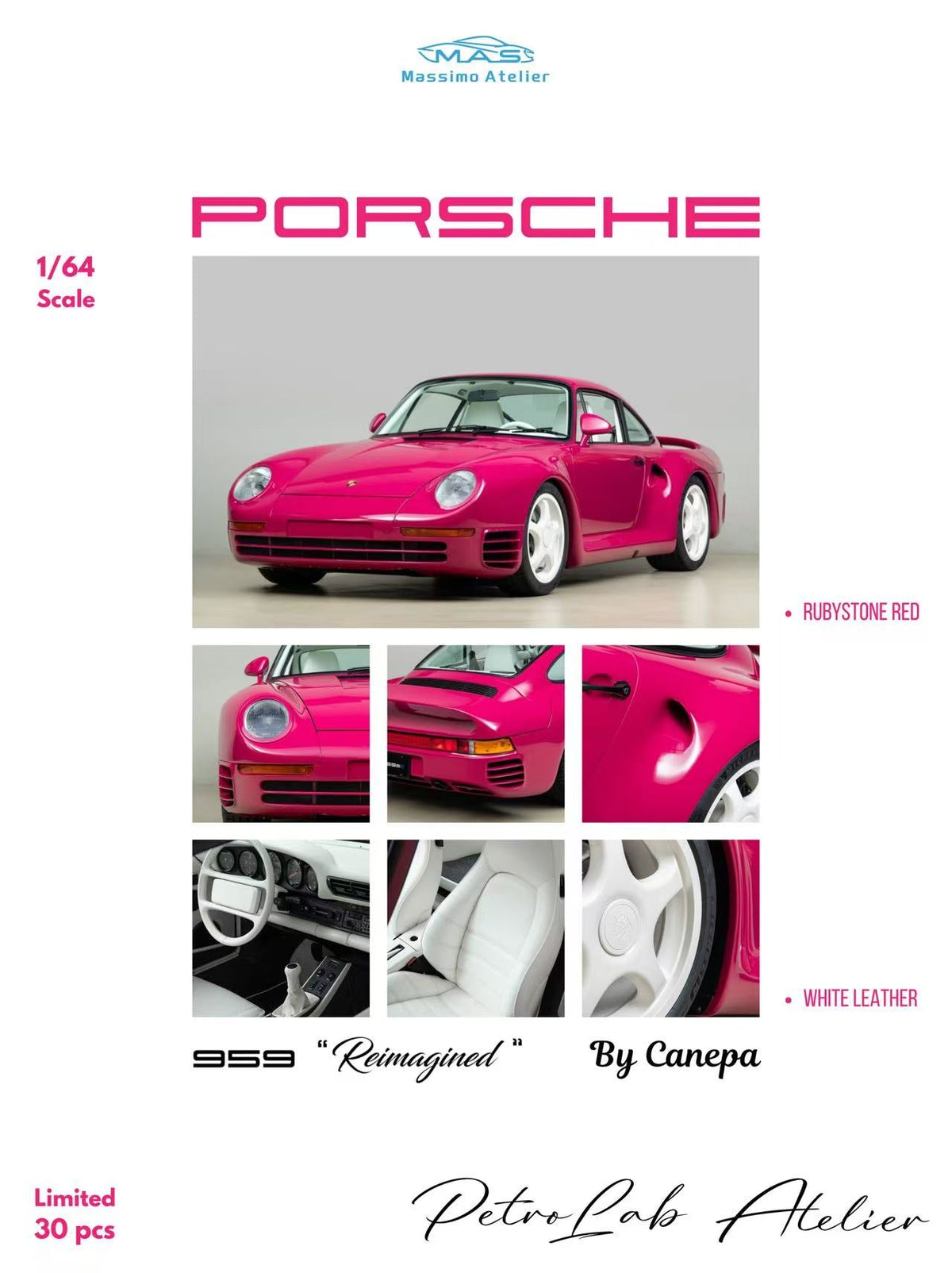 [Preorder] Petrolab 1:64 Porsche 959 Ruby Pink