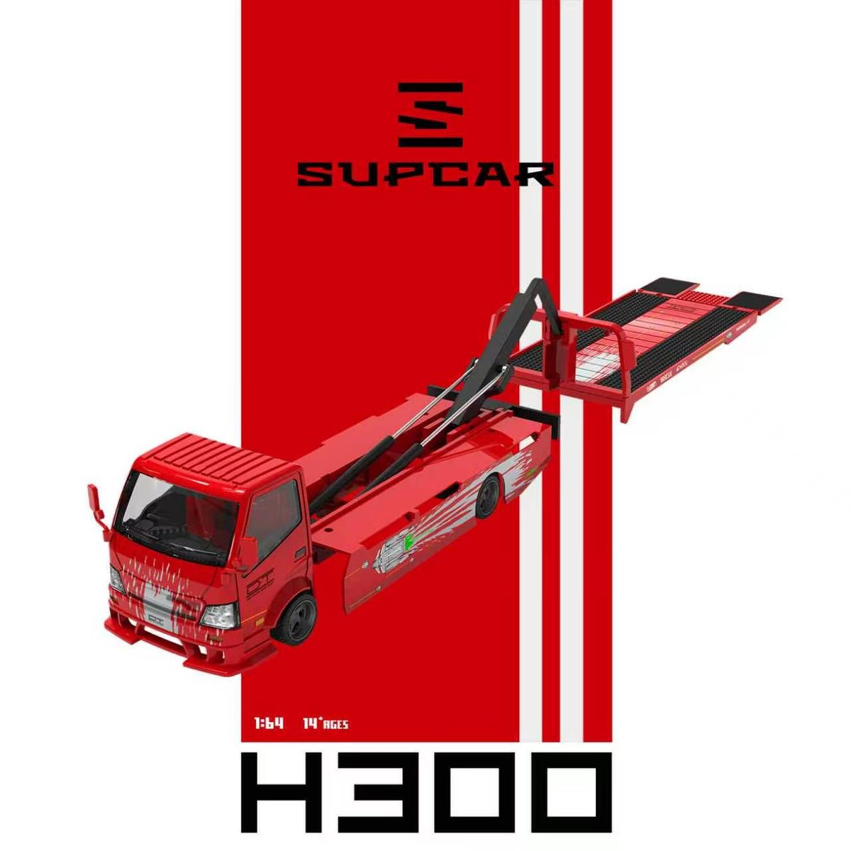 [Preorder] SUPCAR 1:64 H300 Flatbed Transport Trailer Fast & Furious Red Gladiator Livery SC647257