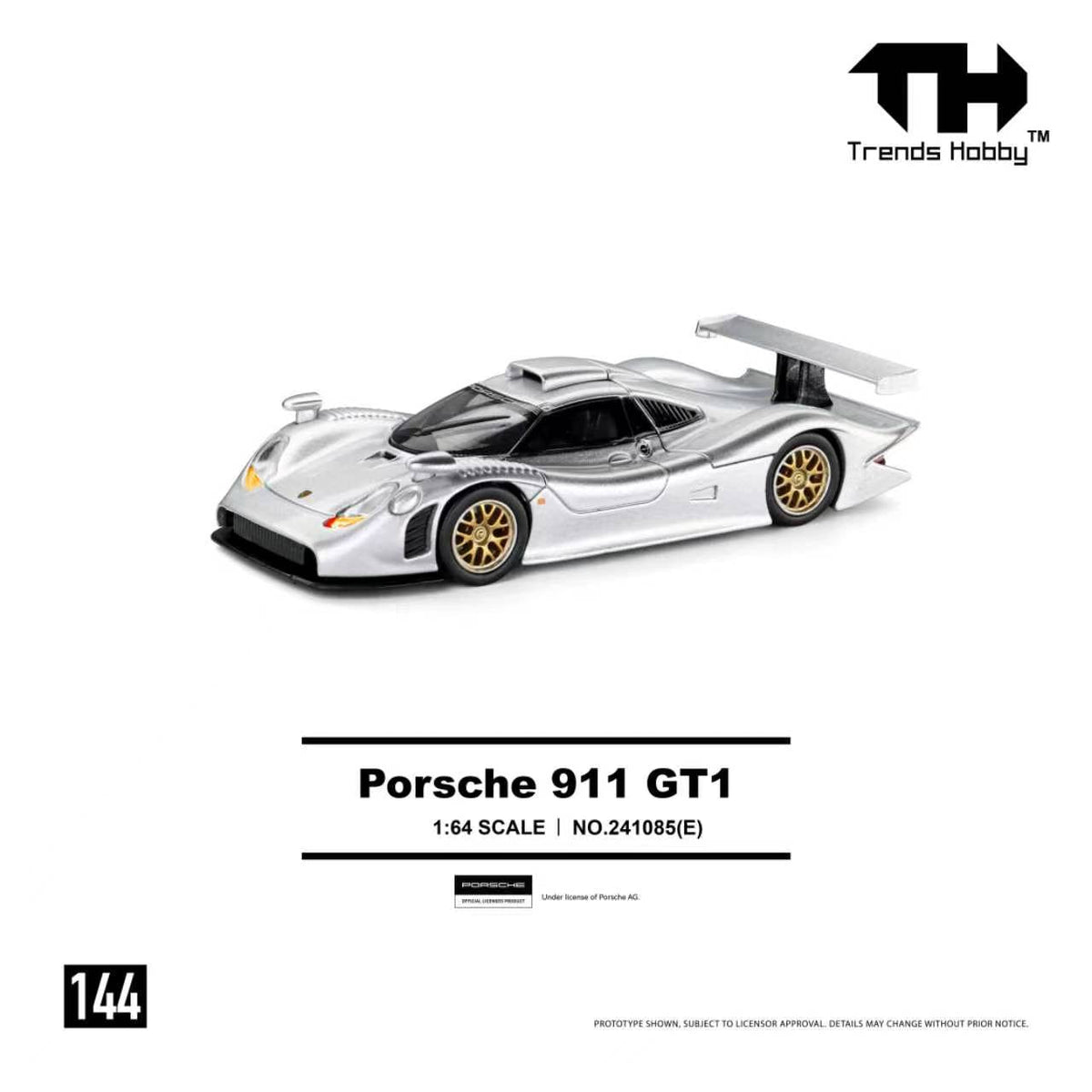 [Preorder] Trends Hobby 1:64 Porsche 911 GT1 1998 Silver 241085(E)