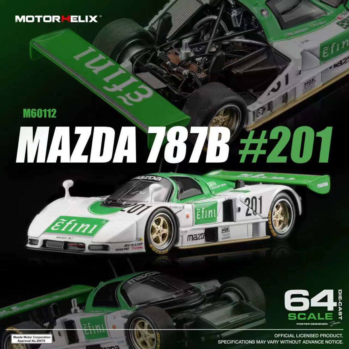 [Preorder] MOTORHELIX 1:64 Mazda 787B #201 M60112