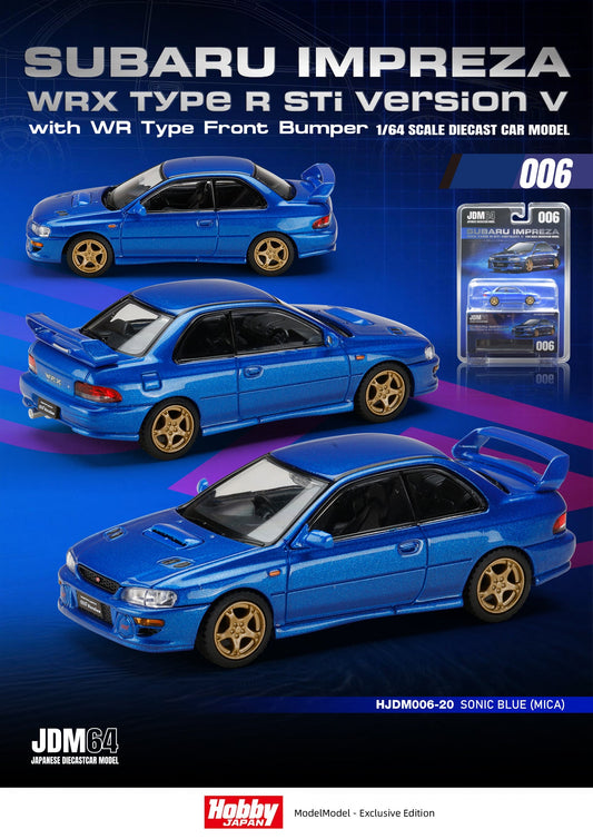 Hobby Japan 1:64 Subaru Impreza WRX type R Sti Version with WR Type Front Bumper (2 Colours) HJDM006-20/HJDM006-21