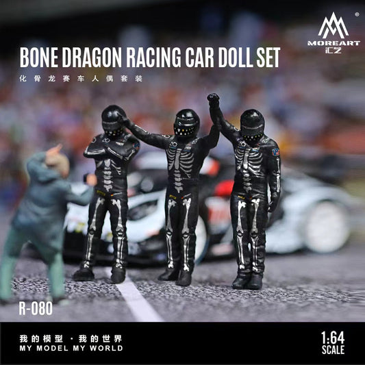 MoreArt 1:64 BONE DRAGON RACING CAR DOLL SET MO223080