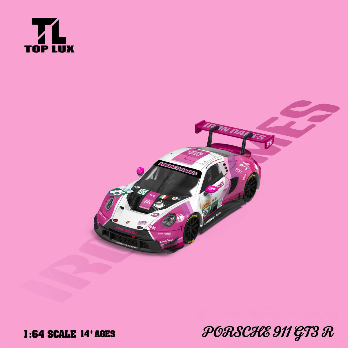[Preorder] TOP LUX 1:64 911 GT3 R Iron Dames Pink White TL64006
