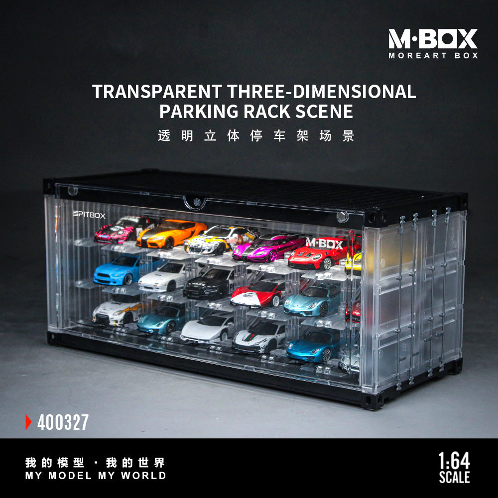 [Preorder] MBOX x PITBOX 1:64 TRANSPARENT THREE-DIMENSIONALPARKING RACK SCENE MB400327