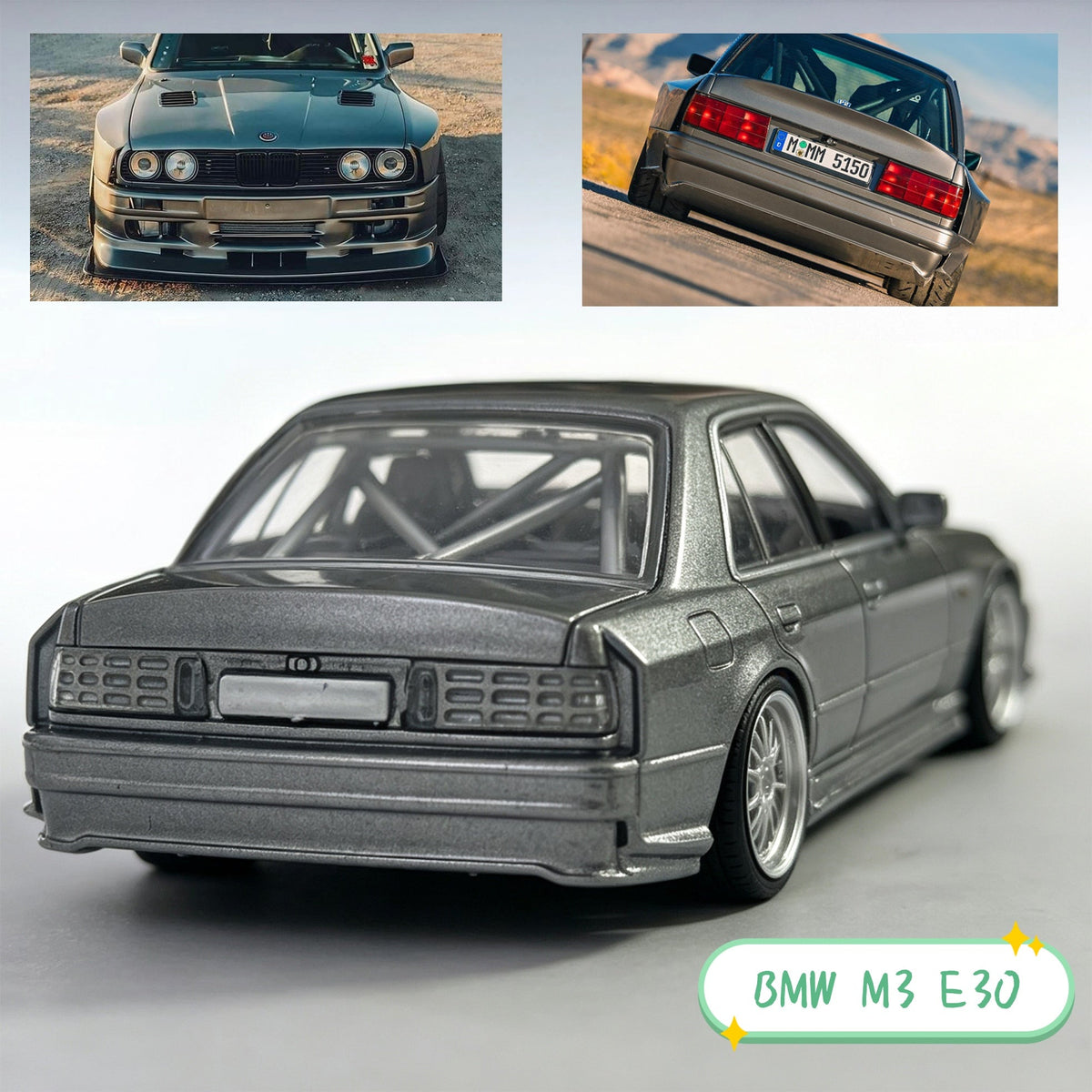 [Preorder] Fei Xiang 1:64 BMW M3 E30 widebody modified version (open hood) Grey