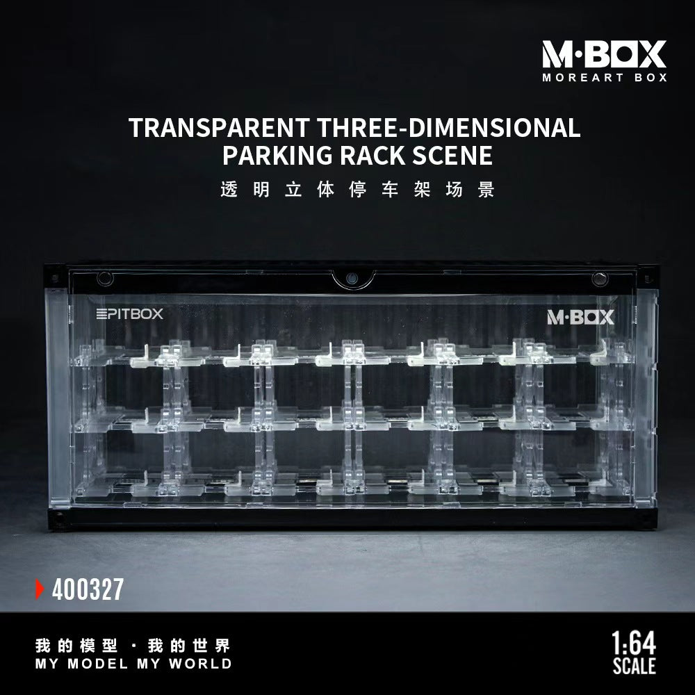 [Preorder] MBOX x PITBOX 1:64 TRANSPARENT THREE-DIMENSIONALPARKING RACK SCENE MB400327