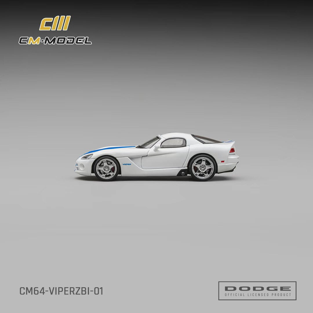 [Preorder] CM Model 1:64 Dodge Viper (ZBI) Stone White with Blue racing stripes CM64-VIPERZBI-01