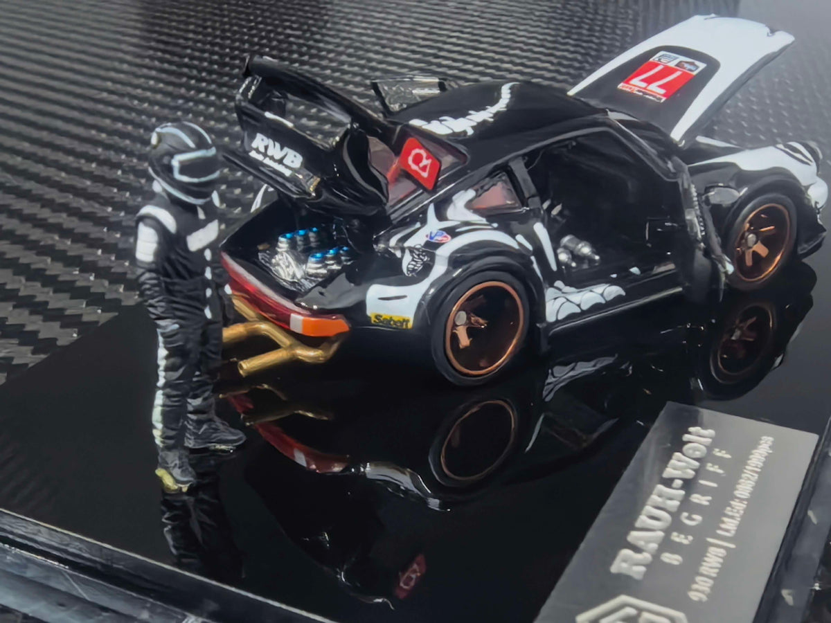 [Preorder] FG 1:64 RWB 930 #77 Bone Dragon Black/White Livery + Rider Figure HG6426104