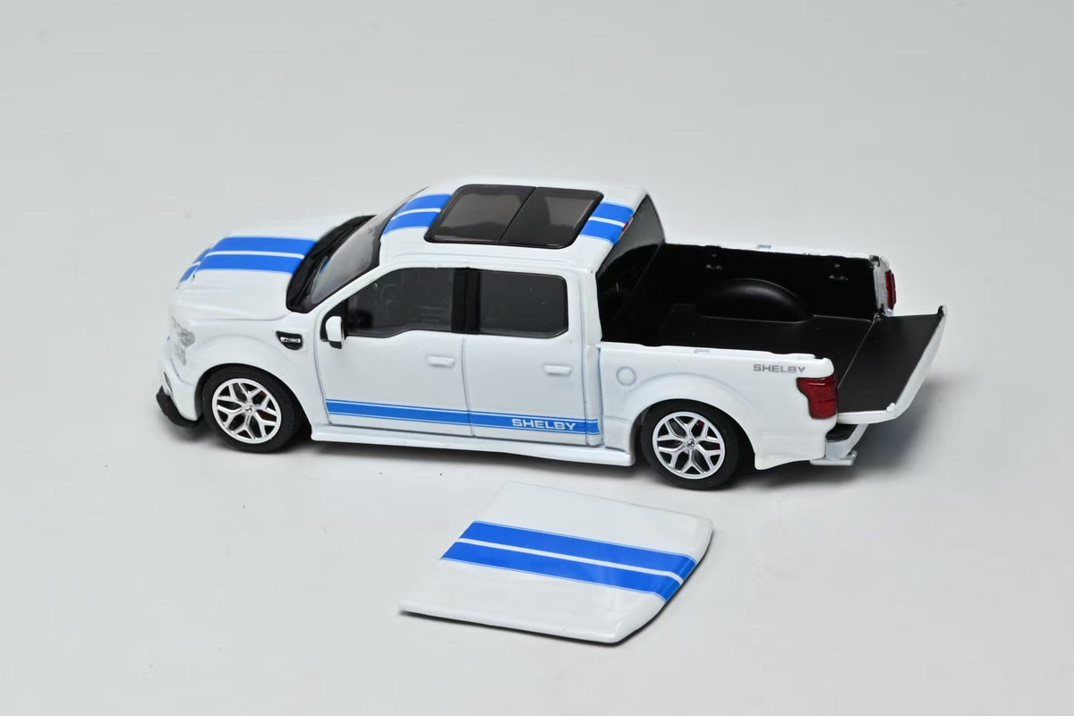 Funny Model 1:64 Shelby F150 Super Snake Oxford White / Blue Racing Stripes
