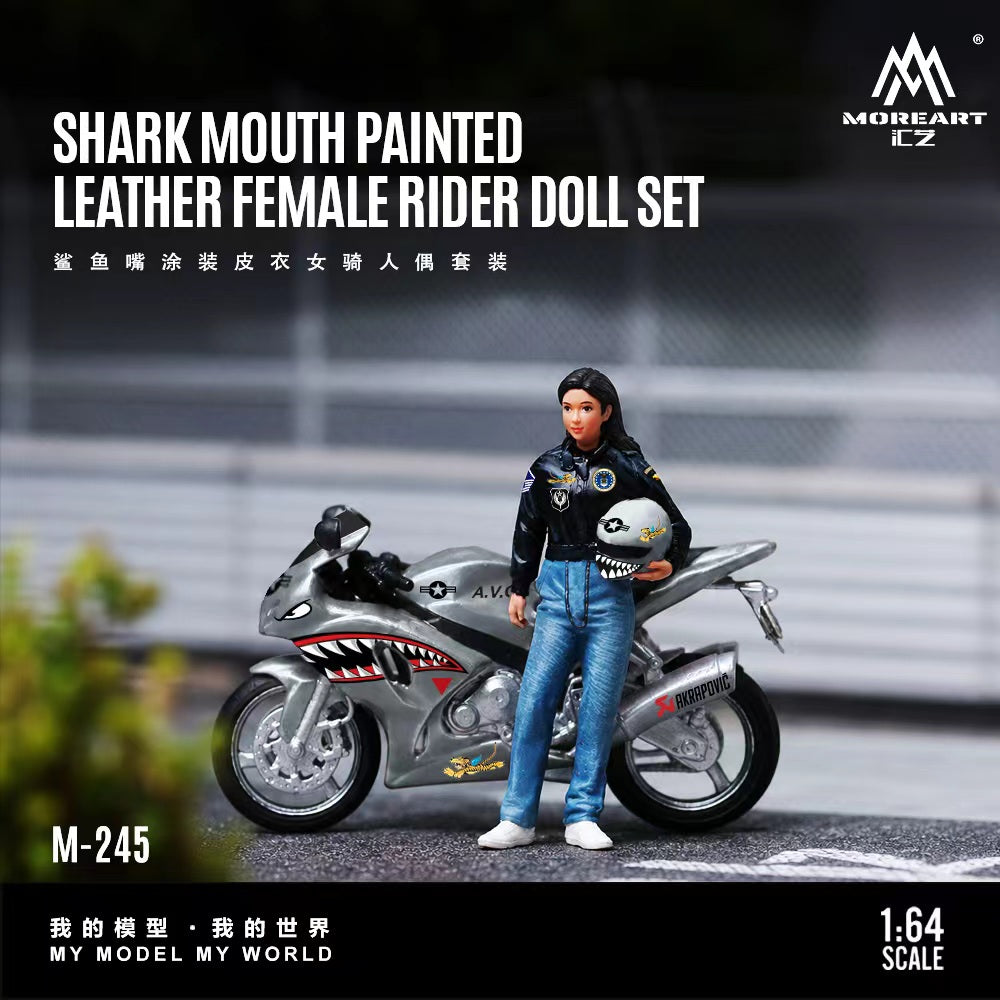 [Preorder] MoreArt 1:64 Shark Mouth Painted Leather Female Rider MO222245