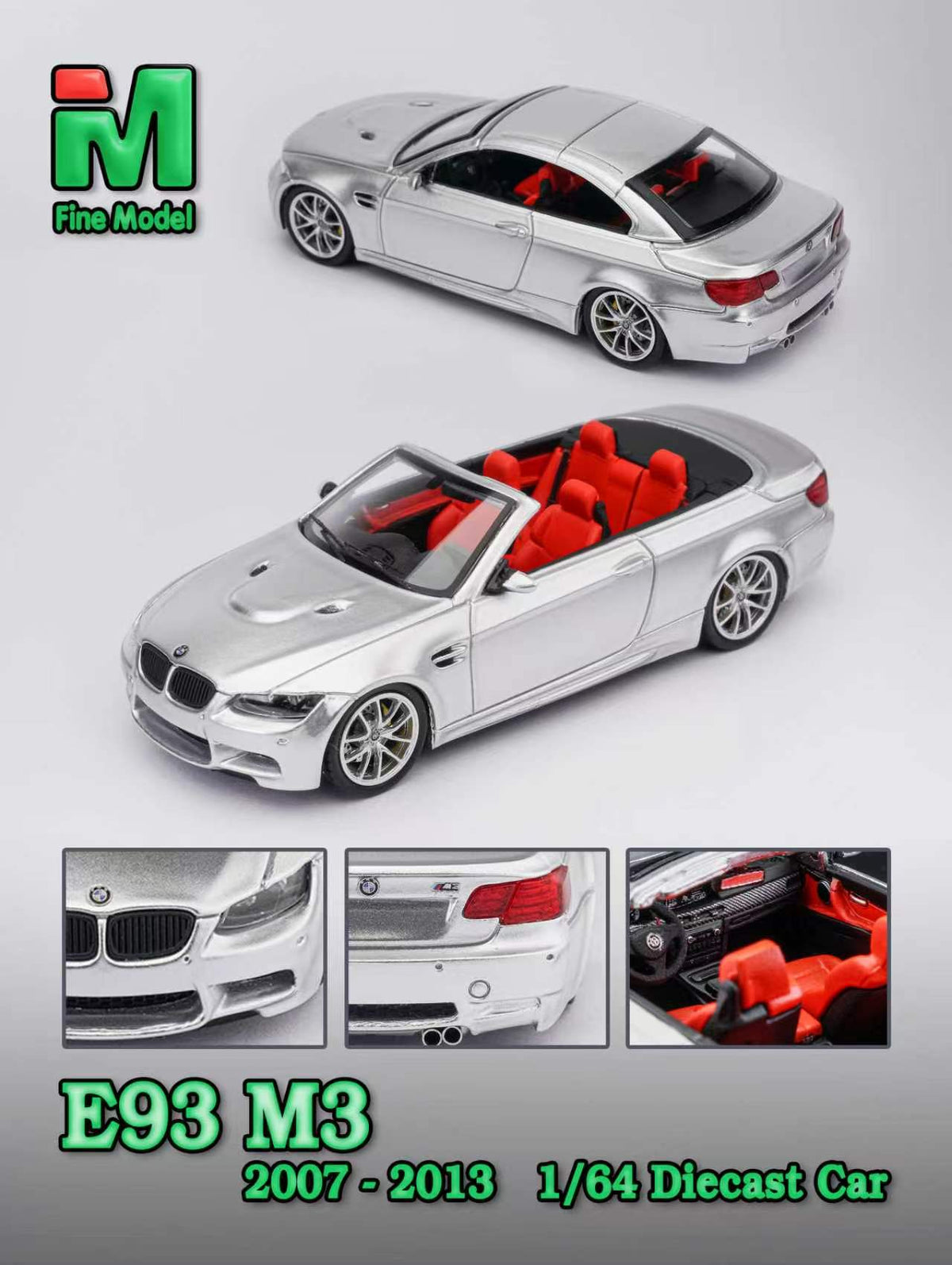 [Preorder] Fine Model 1:64 BMW M3 E93 (4 Colours)