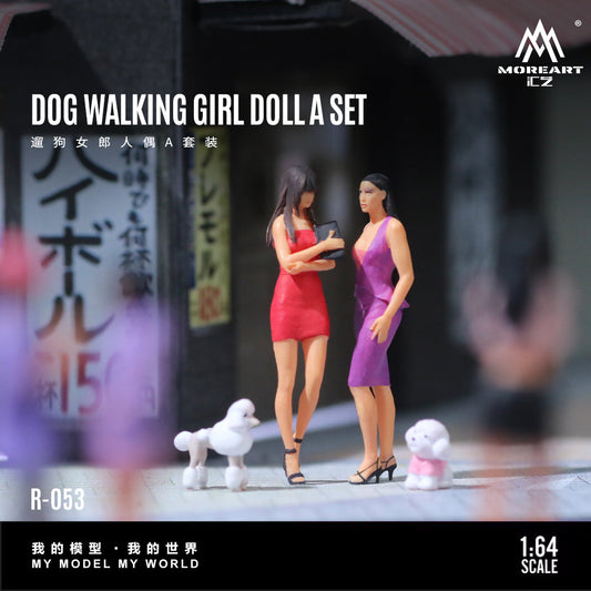 MoreArt 1:64 DOG WALKING GIRL DOLL A SET MO223053