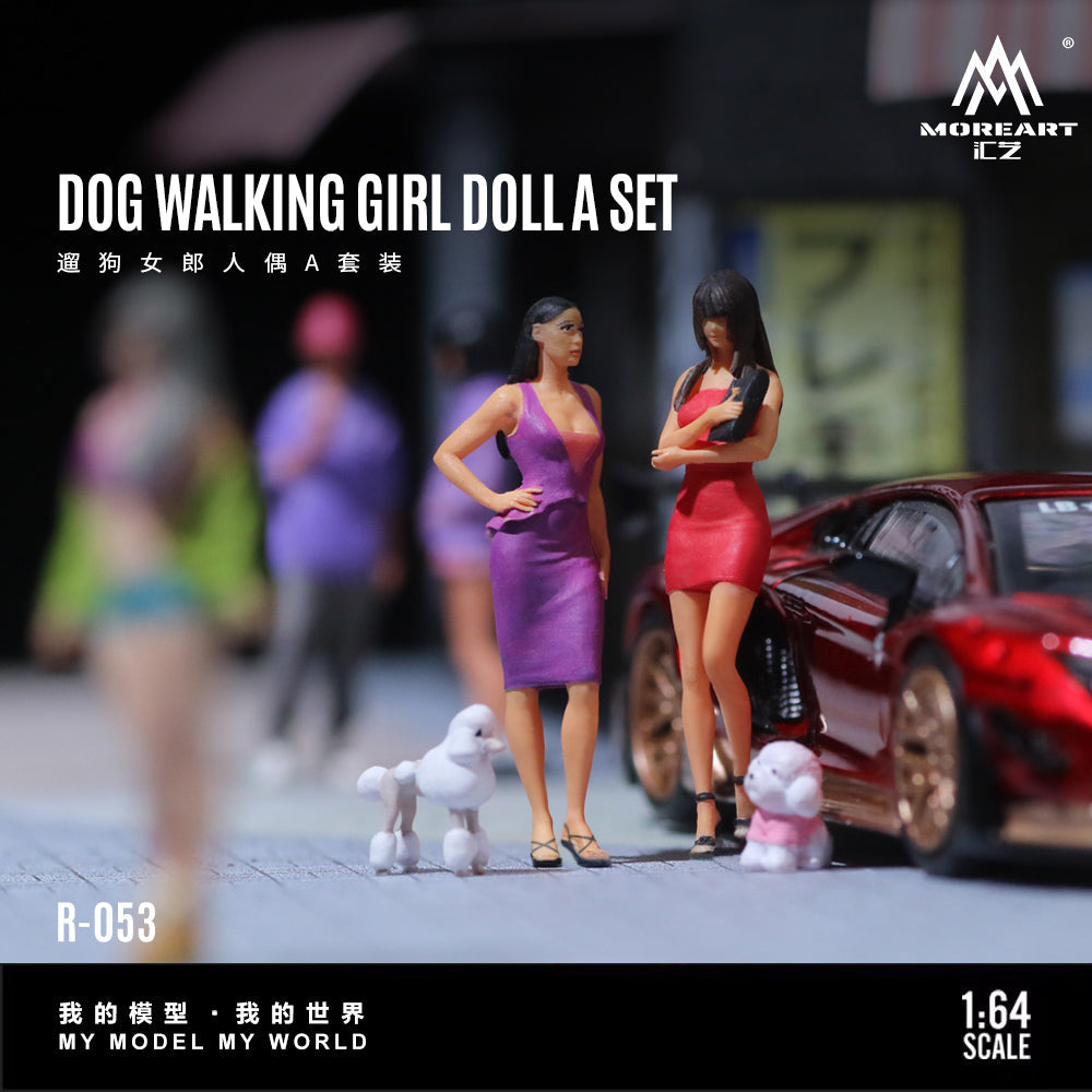 MoreArt 1:64 DOG WALKING GIRL DOLL A SET MO223053