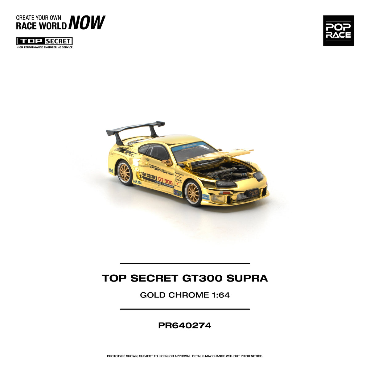 [Preorder] POPRACE 1:64 TOP SECRET GT300 SUPRA GOLD CHROME PR640274