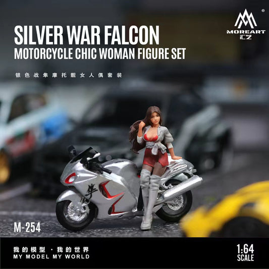 [Preorder] MoreArt 1:64 Silver War Falcon Motocycle Chic Women Figure Set MO222254