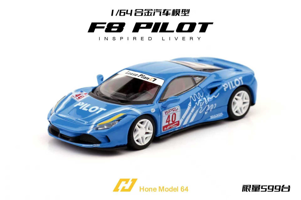 [Preorder] Hone Model 1:64 Supercar F8 Tributo Blue PILOT Livery