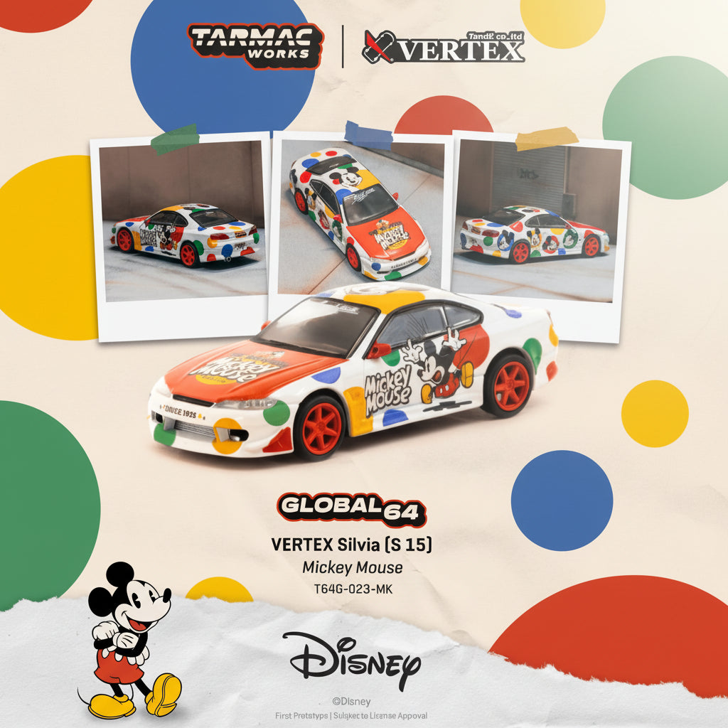 Tarmac Works 1:64 VERTEX Nissan Silvia (S15) Mickey Mouse T64G-023-MK