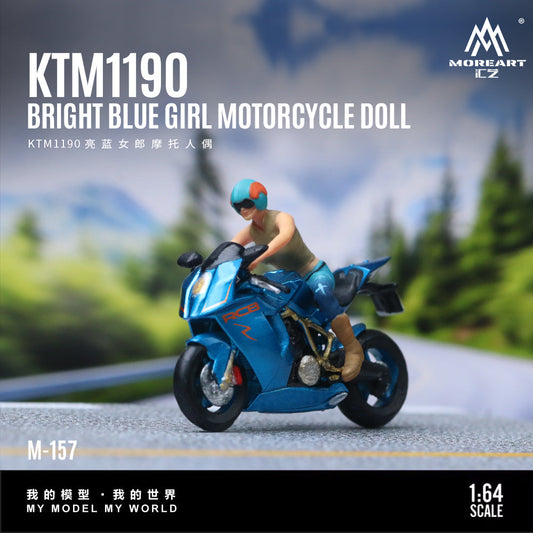 MoreArt 1:64 KTM1190 BRIGHT BLUE GIRL MOTORCYCLE DOLL MO222157