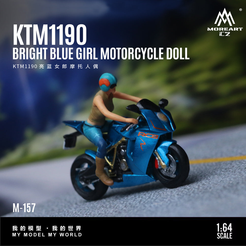 MoreArt 1:64 KTM1190 BRIGHT BLUE GIRL MOTORCYCLE DOLL MO222157