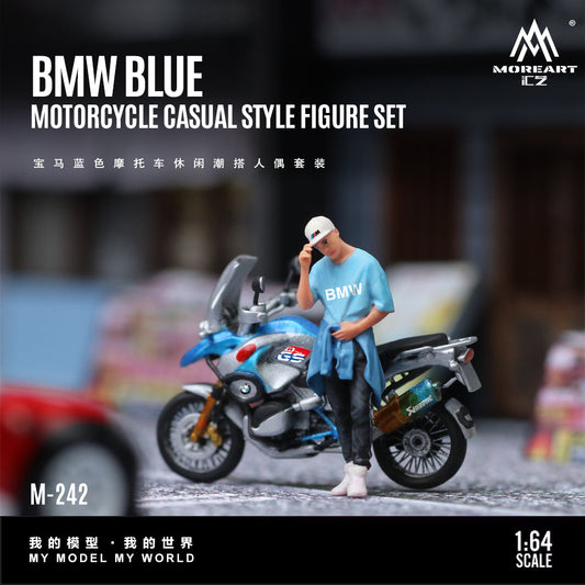 [Preorder] MoreArt 1:64 BMW BLUE MOTORCYCLE CASUAL STYLE FIGURE SET MO222242