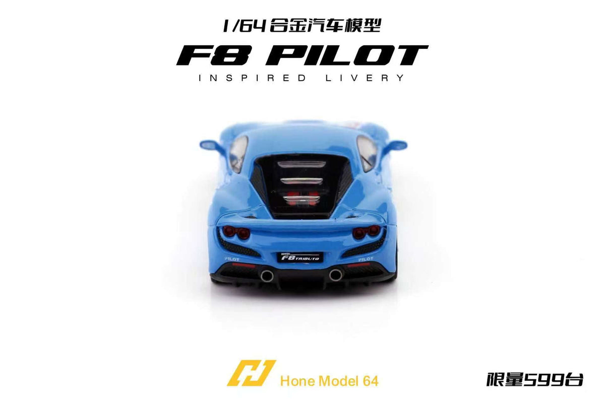 [Preorder] Hone Model 1:64 Supercar F8 Tributo Blue PILOT Livery