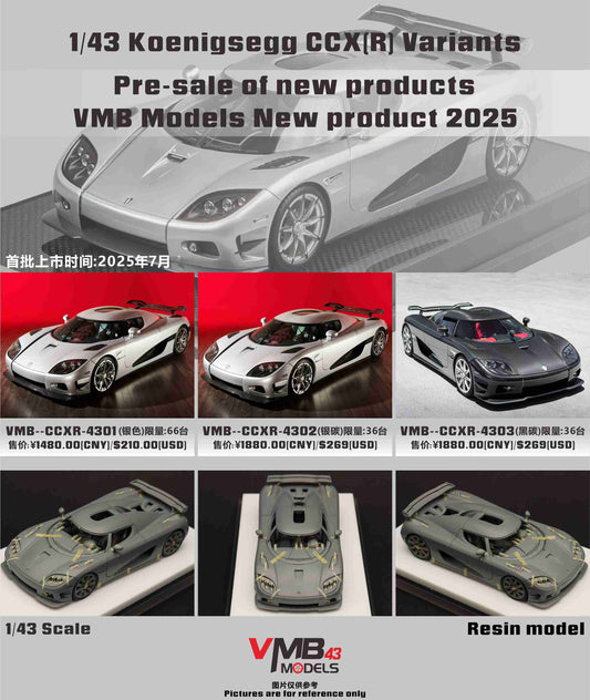 VMB 1:43 Koenigsegg CCXR (3 Colours)