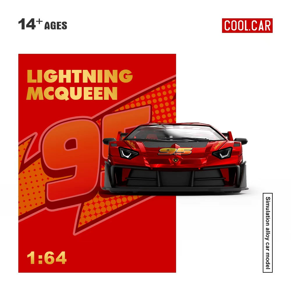[Preorder] Cool Car 1:64 Lamborghini AVENTADOR GTEVO Lighting Mcqueen Metallic red CC643832