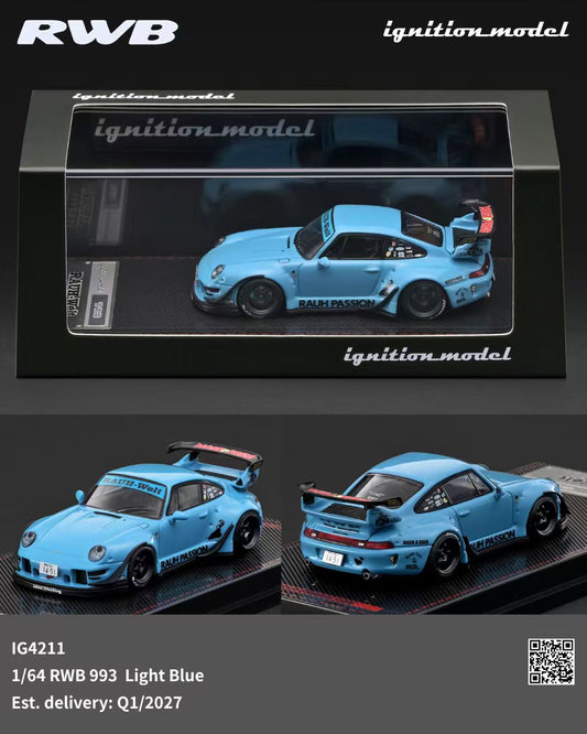 [Preorder] Ignition Model 1:64 Porsche RWB 993 Light Blue IG4211