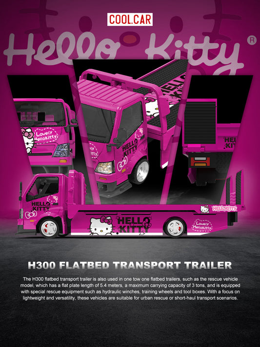 [Preorder] Cool Car 1:64 H300 FLATBED TRANSPORT TRAILER Hello Kitty Pink CC647236