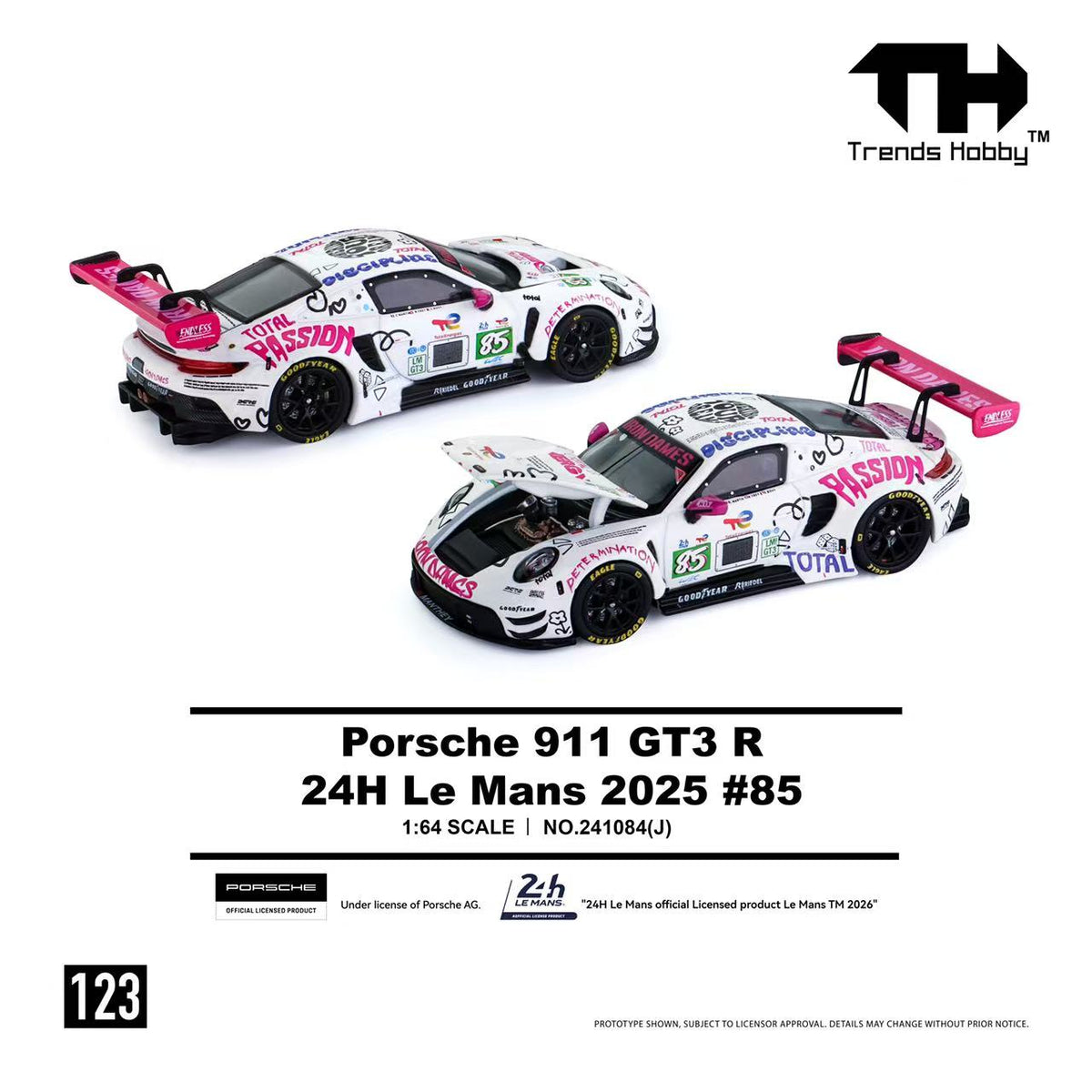 [Preorder] Trends Hobby 1:64 Porsche 911 GT3 R -2025 LeMans 24H LMGT3 (3 Colours) 241084(H)/241084(I)/241084(J)