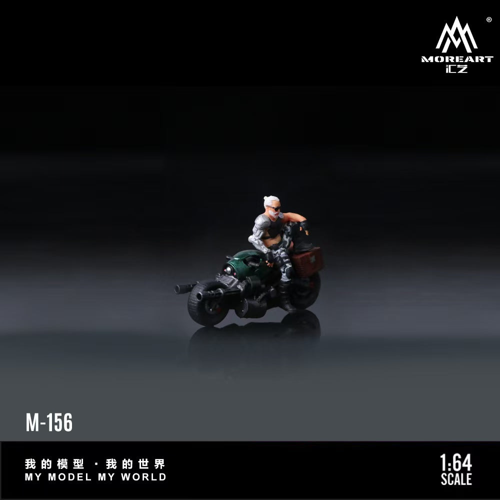 MoreArt 1:64 BRIGHT GREEN FANTASY PURPLE MACHINE GUN MOTORCYCLE DOLL MO222155 MO222156