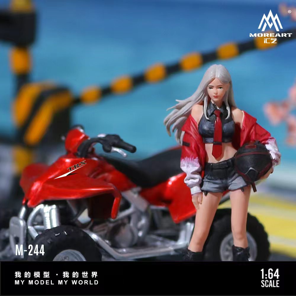 [Preorder] MoreArt 1:64 RED ATVQUAD BIKER GIRL FIGURE SET MO222244