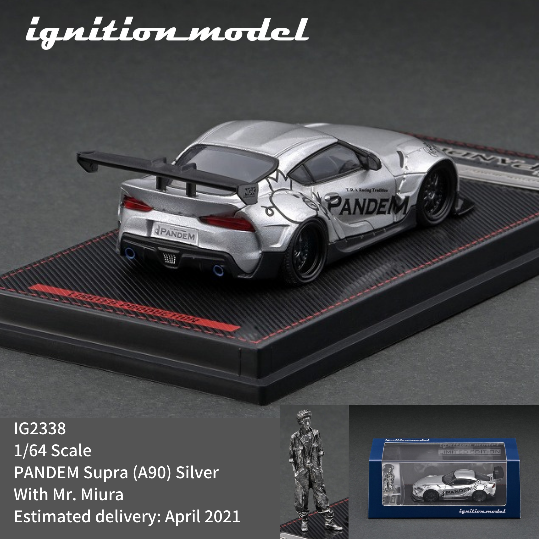 Ignition Model 1:64 PANDEM Toyota Supra Silver w/ Mr. Miura Figure IG2338