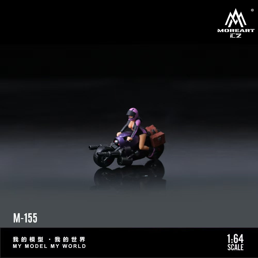 MoreArt 1:64 BRIGHT GREEN FANTASY PURPLE MACHINE GUN MOTORCYCLE DOLL MO222155 MO222156