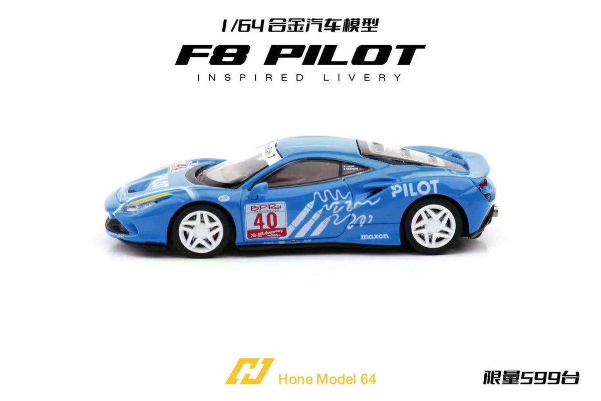 [Preorder] Hone Model 1:64 Supercar F8 Tributo Blue PILOT Livery