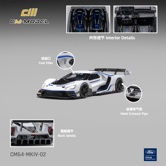 [Preorder] CM Model 1:64 Ford GT Mk IV  Frozen White & Sonic Blue Pearl J-1 CM64-MKIV-02