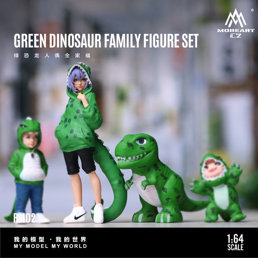 [Preorder] MoreArt 1:64 Green Dinosaur Family Figure Set MO223102