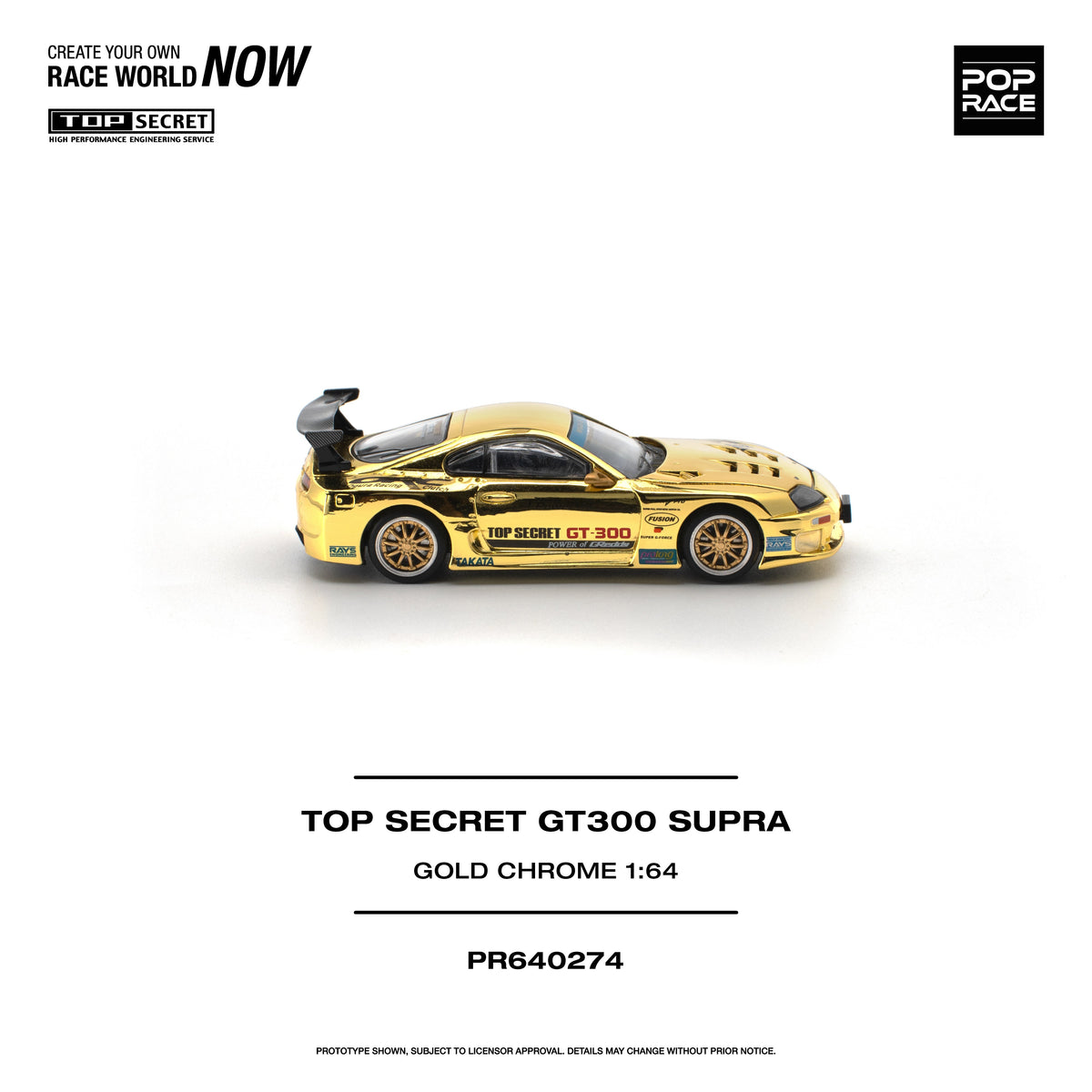 [Preorder] POPRACE 1:64 TOP SECRET GT300 SUPRA GOLD CHROME PR640274