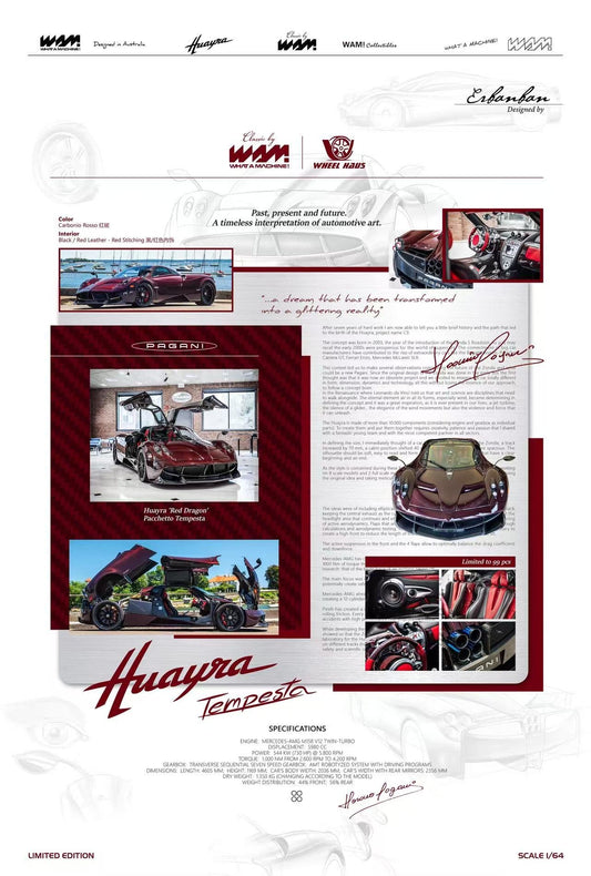 [Preorder] WAM 1:64 Pagani Huayra Coupe Red Carbon with Tempesta set