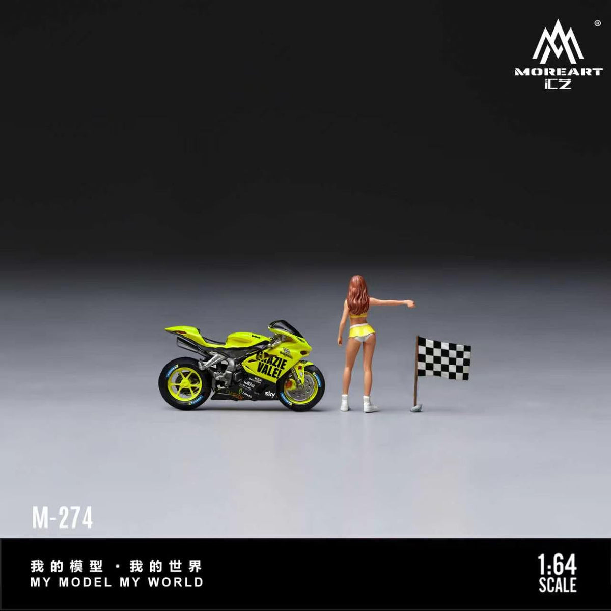 [Preorder] MoreArt 1:64 GRAZIEVALE! CHECKERED FLAG RACE OUEEN & RACING BIKE SET MO222274
