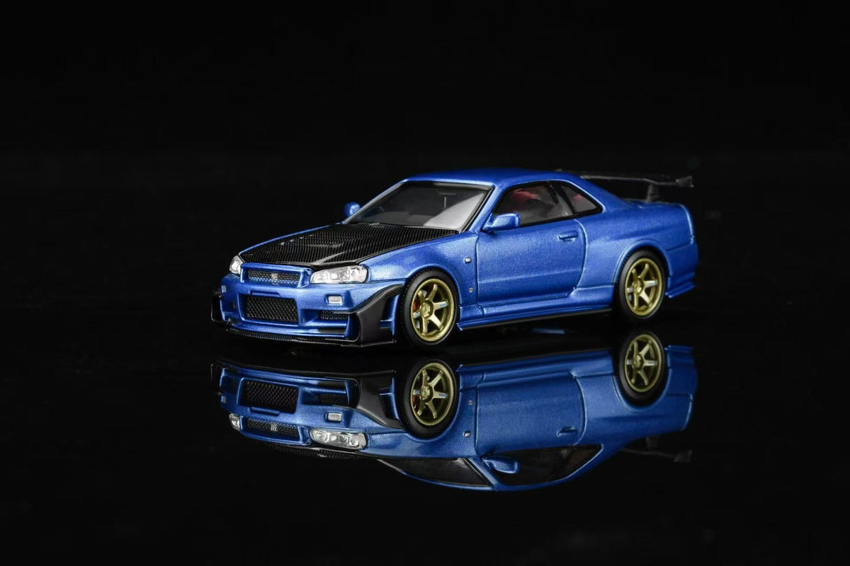 [Preorder] MOTORHELIX 1:64 Nissan Skyline GT-R (R34) Customized (2 Colours) M63475/M63476