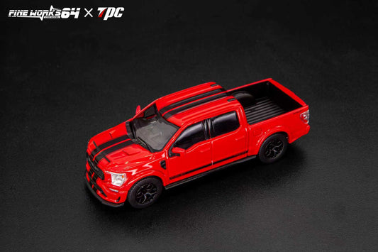 Fine Works64 x TPC 1:64 Ford Shelby Pickup Truck F150 Red Stripes