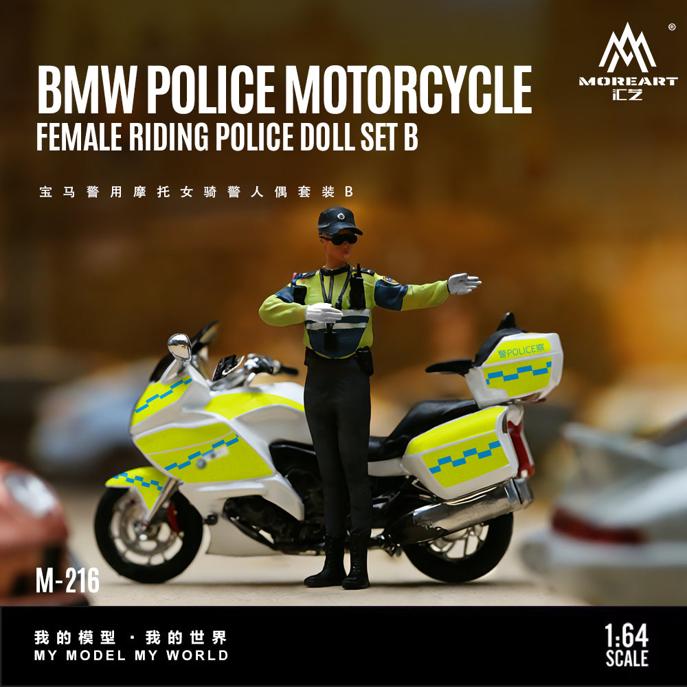 MoreArt 1:64 BMW POLICE MOTORCYCLE FEMALE RIDING POLICE DOLL SET B MO222216