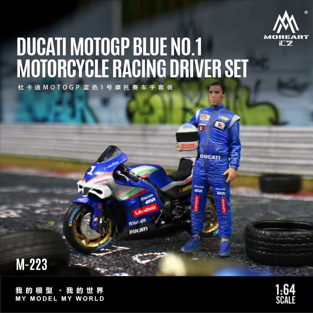 MoreArt 1:64 DUGATI MOTOGP BLUE NO.1 MOTORCYCLE RAGING DRIVER SET MO222223